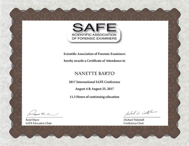 nanette barto certification